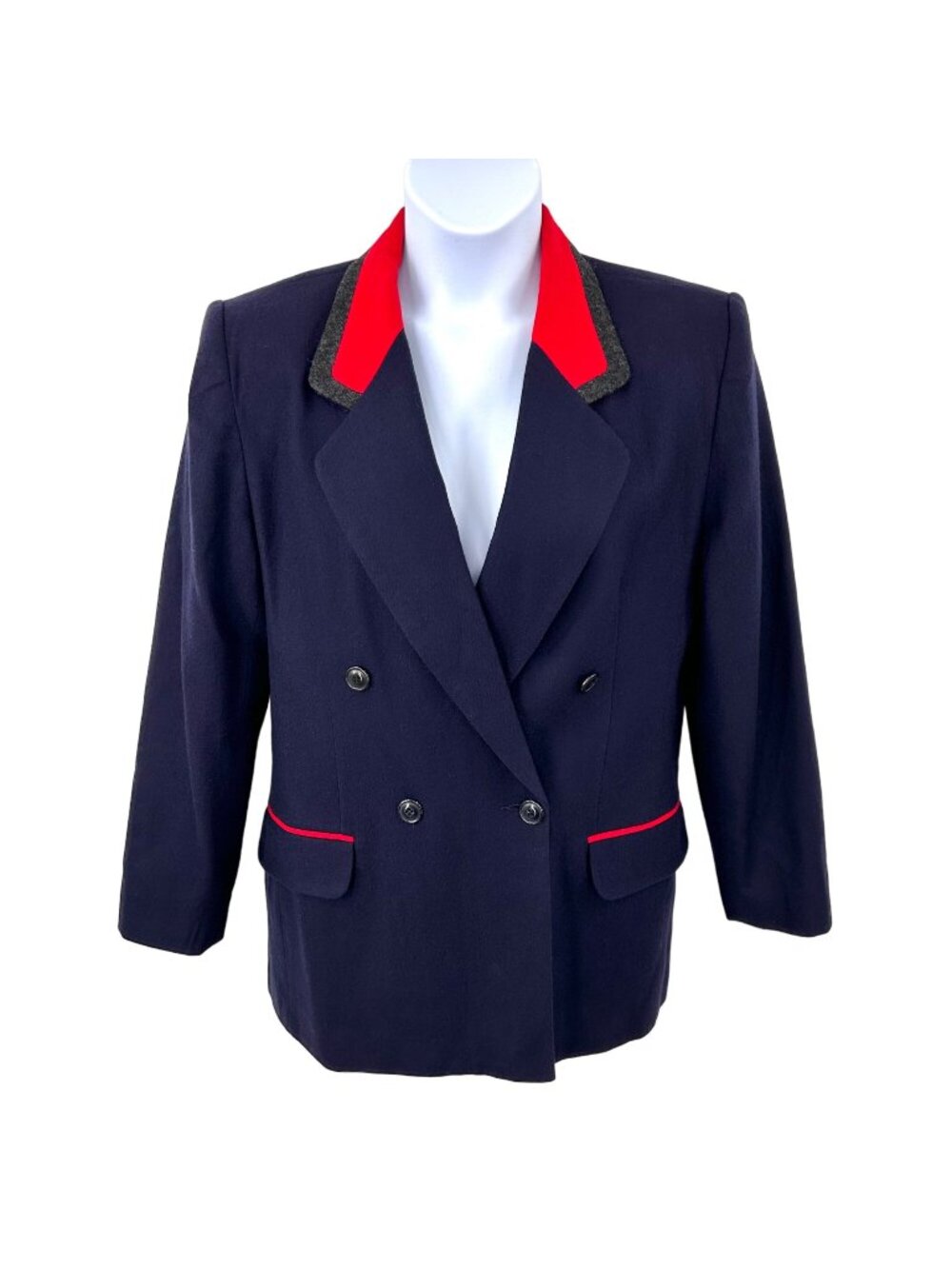 VINTAGE NORTON MCNAUGHTON DOUBLE-BREASTED VIRGIN WOOL BLAZER JACKET - 12
